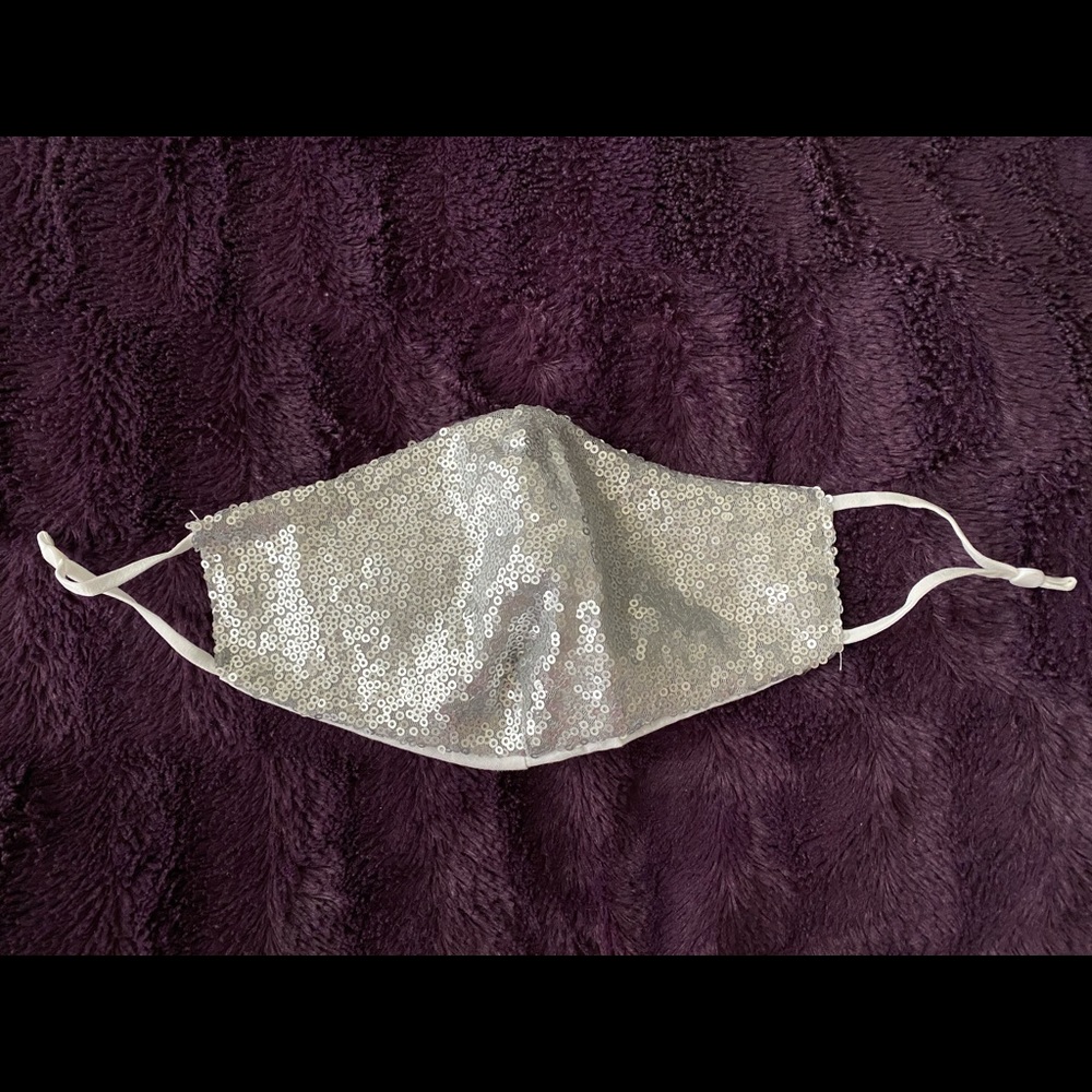 Sequin Face Mask - Silver